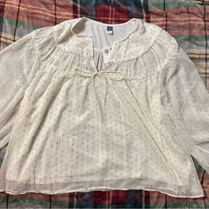 Old Navy Ivory Blouse with Gold Dots